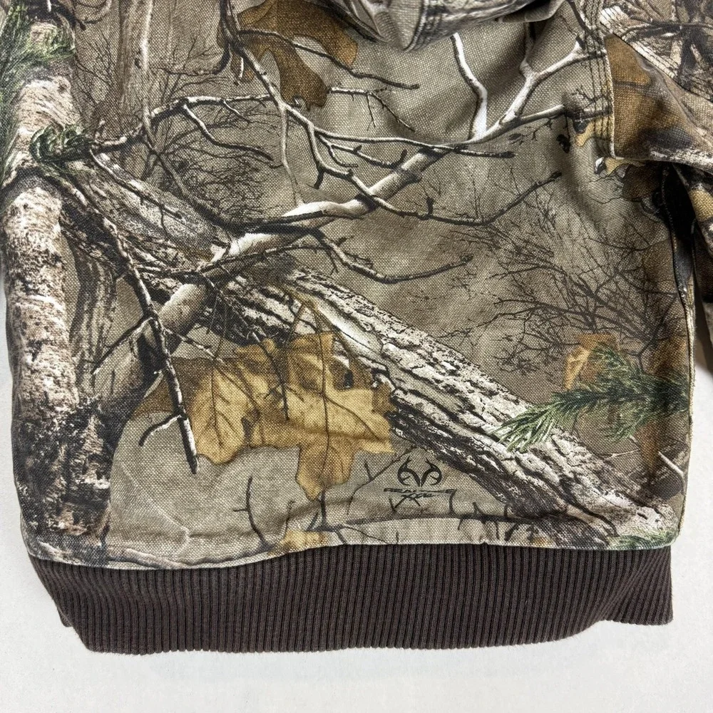 Carhartt Jacket Kids 6 Brown Camo Canvas Hooded Full Zip Insulated Hunting Warm